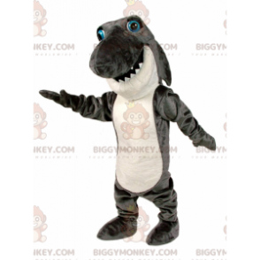 Traje de mascote de tubarão cinza e branco BIGGYMONKEY™, traje