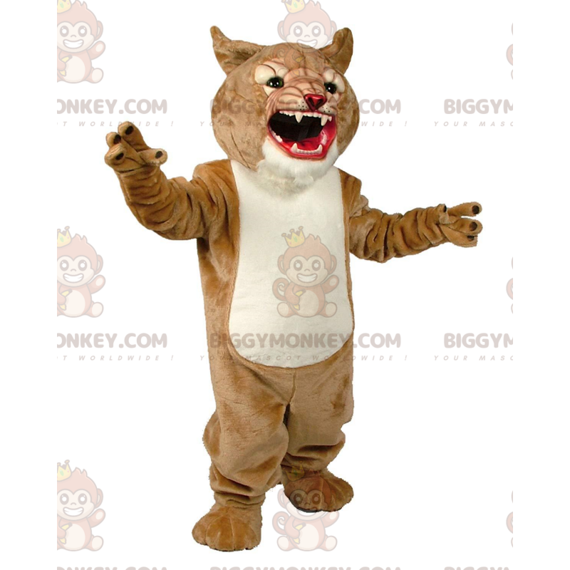 Costume de mascotte BIGGYMONKEY™ de cougar beige et blanc
