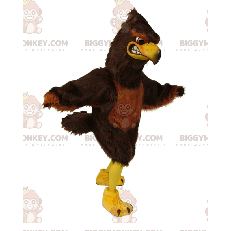 BIGGYMONKEY™ mascot costume brown and yellow hawk, big eagle