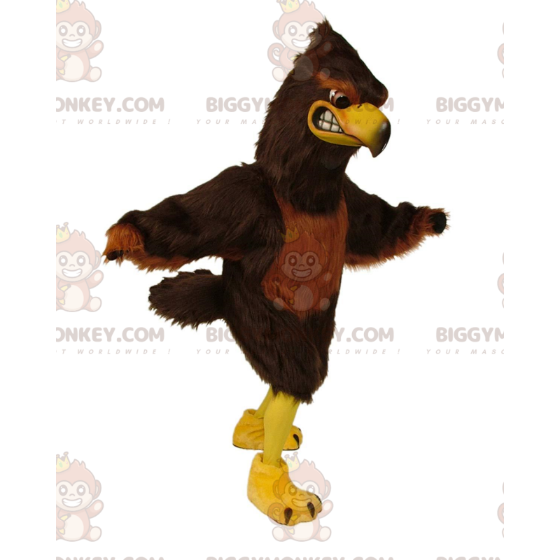 BIGGYMONKEY™ maskotdräkt brun och gul hök, kostym för stor örn