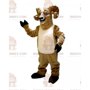 Traje de mascote BIGGYMONKEY™ de cabra com chifres, fantasia de