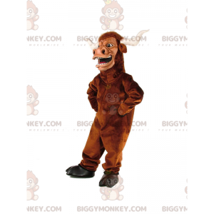 Bruine buffel BIGGYMONKEY™ mascottekostuum, gigantische