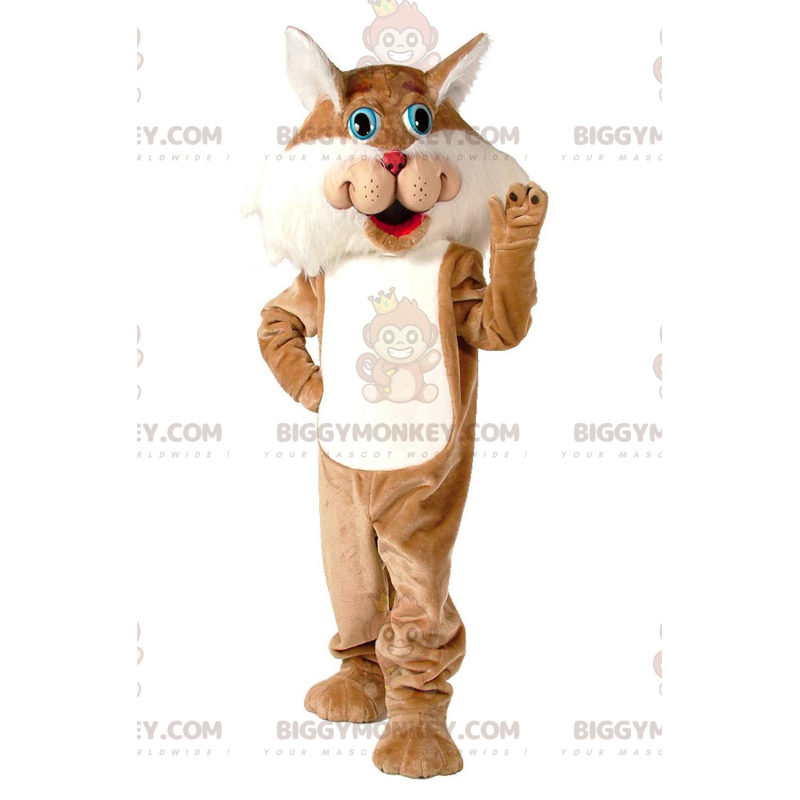 Kostým maskota hnědobílé kočky BIGGYMONKEY™, kostým obří kočky