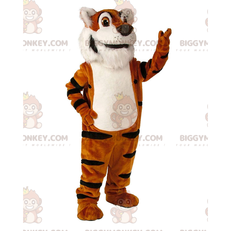 Costume de mascotte BIGGYMONKEY™ de tigre orange, blanc et noir