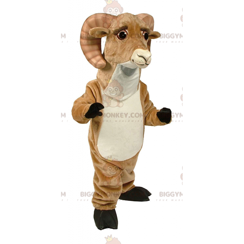 Disfraz de mascota BIGGYMONKEY™ de carnero marrón y blanco con