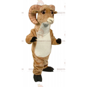 BIGGYMONKEY™ maskotkostume af brun og hvid ram med store horn -