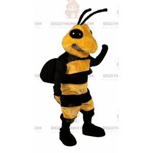BIGGYMONKEY™ mascottekostuum gele en zwarte bij, intimiderend
