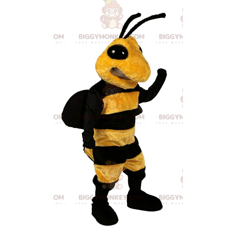 BIGGYMONKEY™ maskotdräkt gult och svart bi, skrämmande