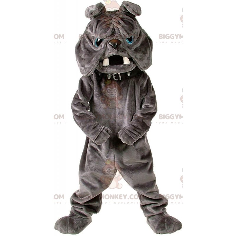 Bulldog BIGGYMONKEY™ maskotkostume, plysgrå hundekostume -