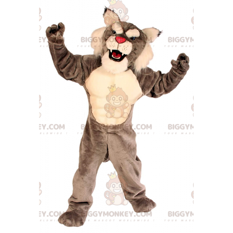 BIGGYMONKEY™ mascottekostuum wilde kat grijs en wit