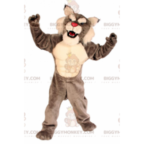 BIGGYMONKEY™ mascottekostuum wilde kat grijs en wit