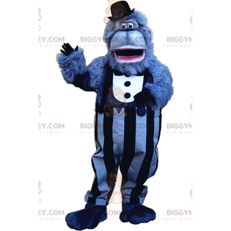 Blå gorilla BIGGYMONKEY™ maskotdräkt med snygg outfit