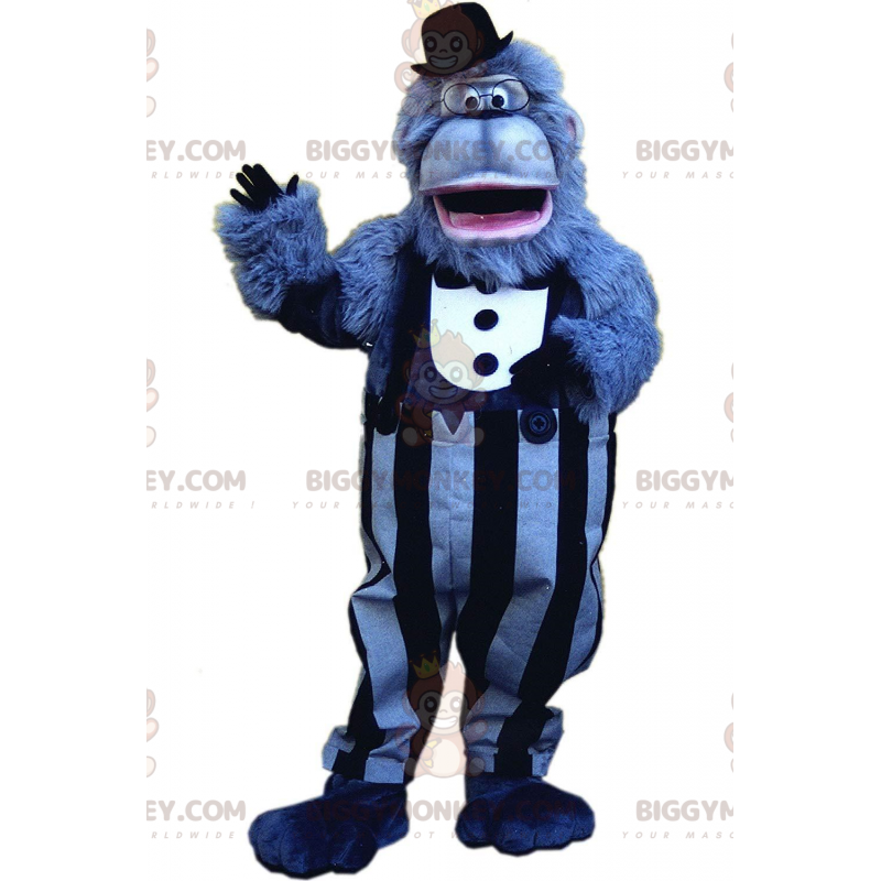 Blå Gorilla BIGGYMONKEY™ maskotkostume med stilfuldt outfit