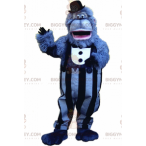 Blå Gorilla BIGGYMONKEY™ maskotkostume med stilfuldt outfit