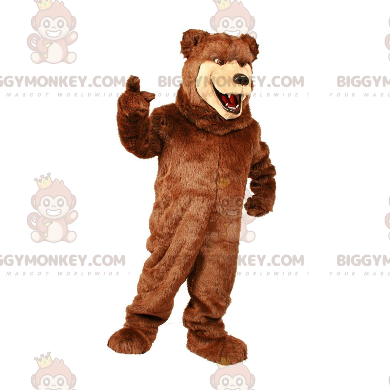 Costume de mascotte BIGGYMONKEY™ de grand ours marron et beige