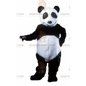 Traje de mascote BIGGYMONKEY™ de panda preto e branco, traje de