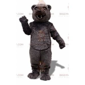 Bear BIGGYMONKEY™ maskottiasu, ruskea harmaakarhu, ison karhun