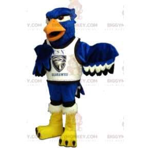 Traje de mascote preto e branco da águia azul BIGGYMONKEY™ –