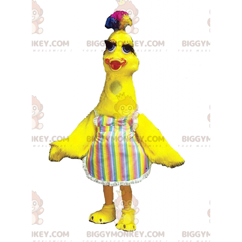 Στολή μασκότ Big Yellow Bird BIGGYMONKEY™ με πολύχρωμα μαλλιά
