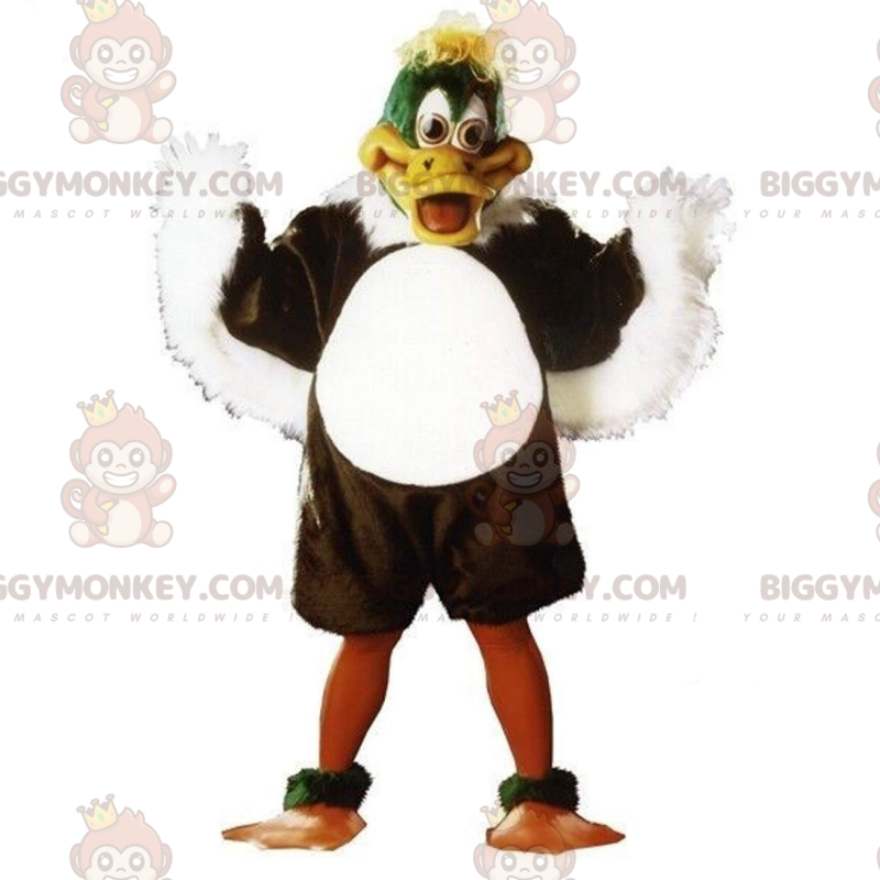 Kostým maskota BIGGYMONKEY™ hnědá, bílá a zelená kachna, kostým