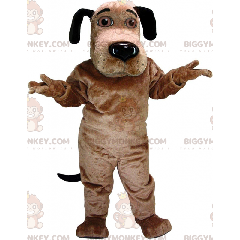 Brun och svart hund med bruna ögon BIGGYMONKEY™ maskotdräkt -