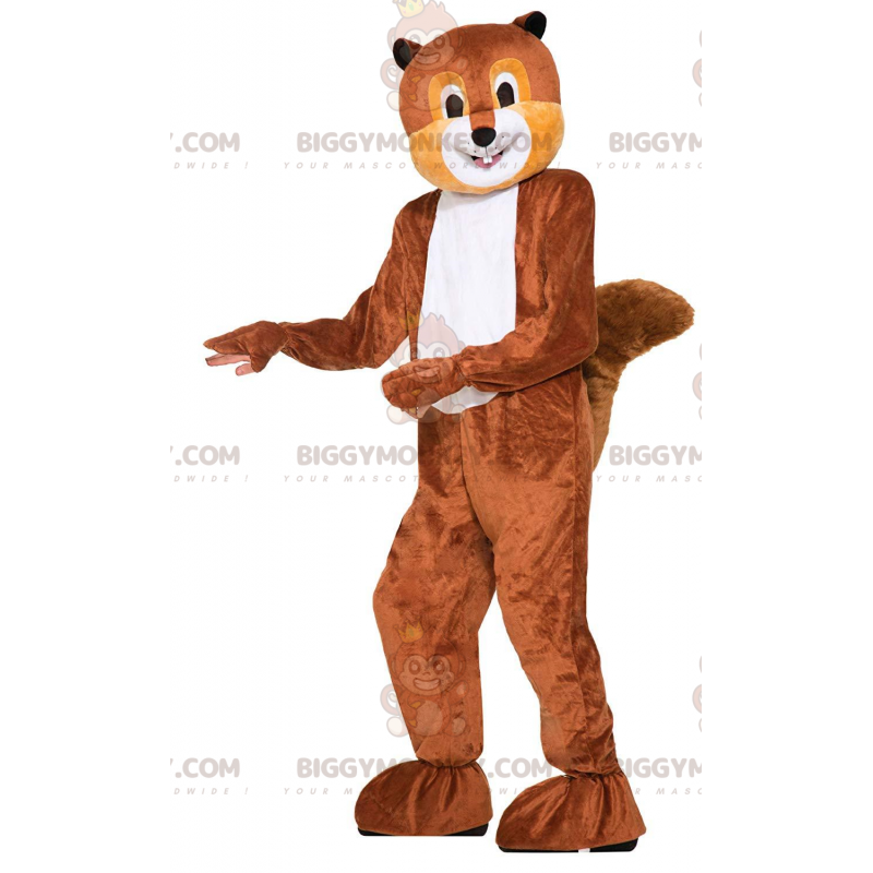 BIGGYMONKEY™ costume da mascotte scoiattolo marrone e bianco