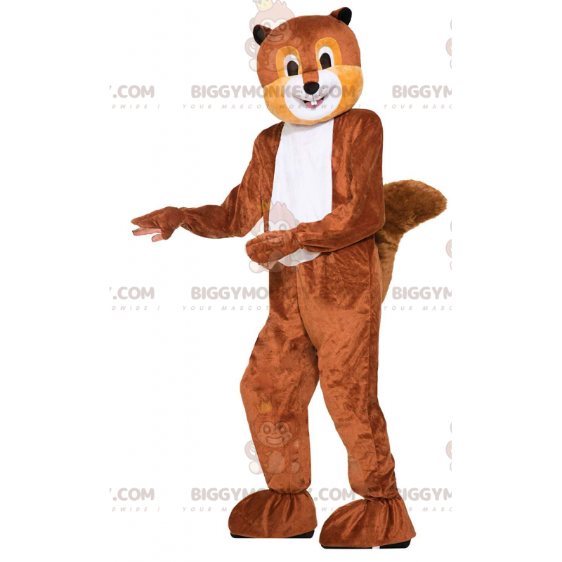 BIGGYMONKEY™ maskotdräkt brun och vit ekorre, skogsdräkt -