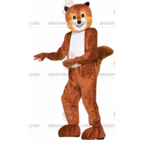 BIGGYMONKEY™ costume da mascotte scoiattolo marrone e bianco