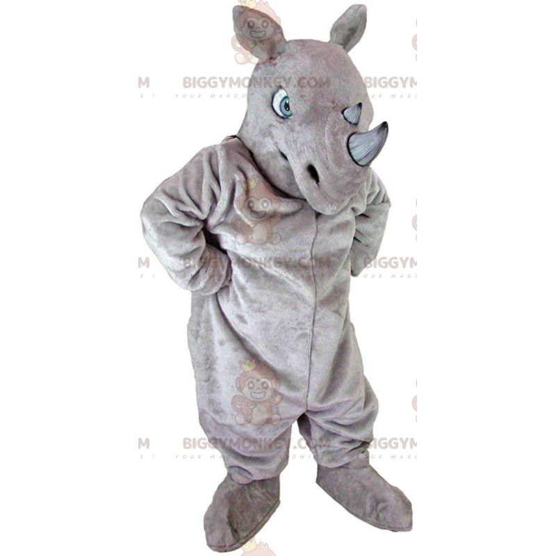 BIGGYMONKEY™ Giant Rhinoceros Maskotdräkt, Horned Animal Dräkt