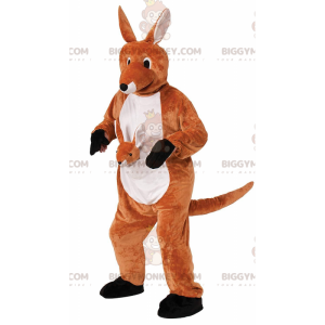 BIGGYMONKEY™ Oranje-witte kangoeroe-mascottekostuum met