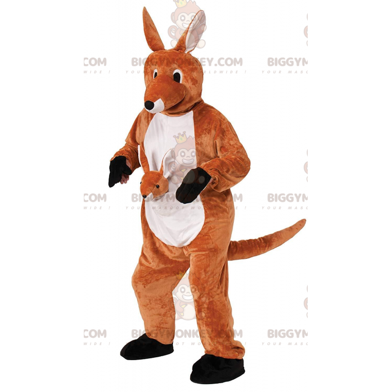 Costume de mascotte BIGGYMONKEY™ de kangourou orange et blanc