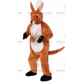 Costume de mascotte BIGGYMONKEY™ de kangourou orange et blanc