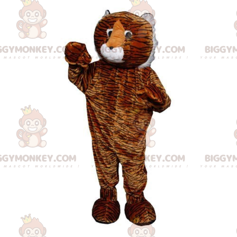 BIGGYMONKEY™ Maskottchenkostüm orange, schwarz-weißer Tiger