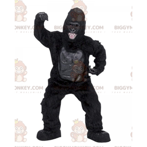 Traje de mascote BIGGYMONKEY™ de gorila preto muito realista e