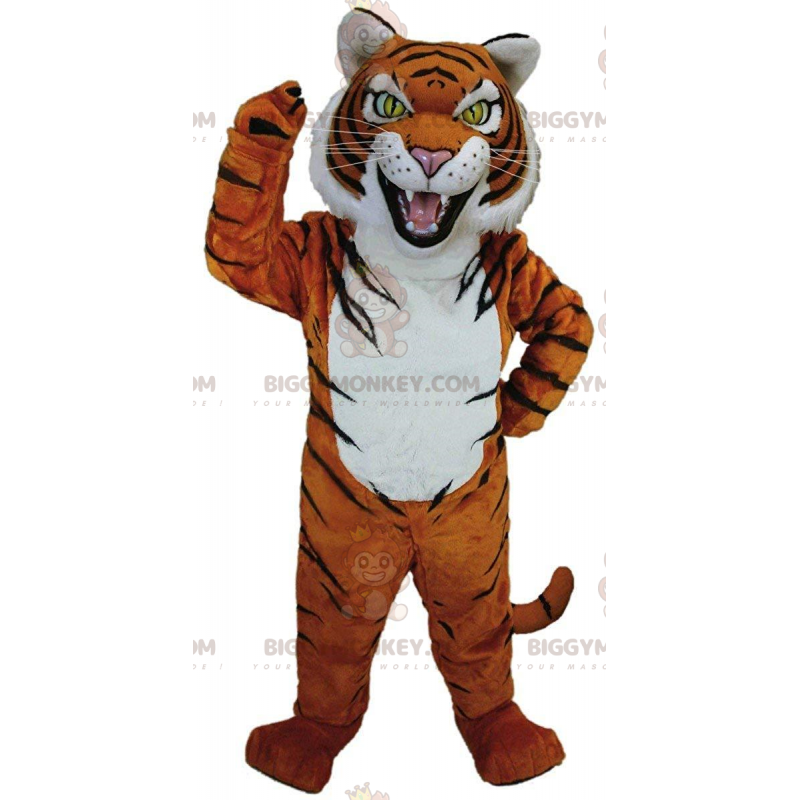 Costume de mascotte BIGGYMONKEY™ de tigre orange, blanc et noir