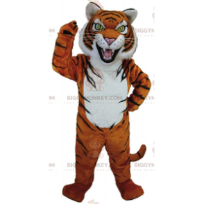 Traje de mascote BIGGYMONKEY™ de tigre laranja, branco e preto