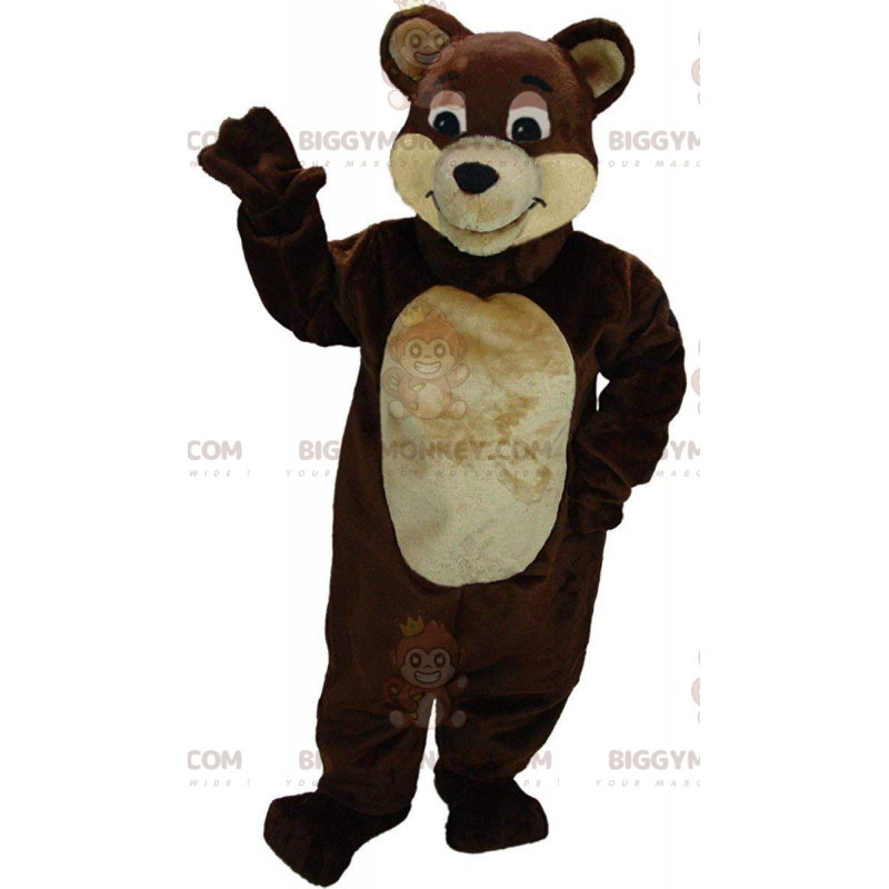 BIGGYMONKEY™ Maskottchenkostüm aus braunem und beigem Teddybär