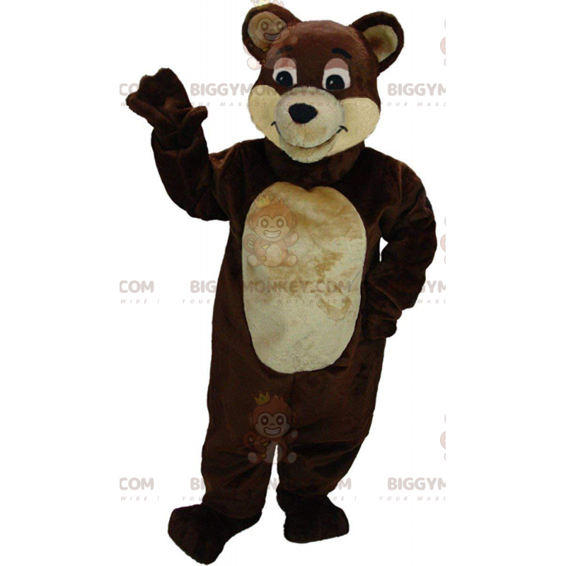 Bruin en beige teddy BIGGYMONKEY™ mascottekostuum, schattig