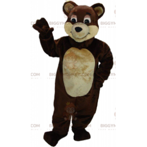 Brown and beige teddy BIGGYMONKEY™ mascot costume, cute bear