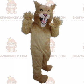 Costume de mascotte BIGGYMONKEY™ de chat beige et blanc