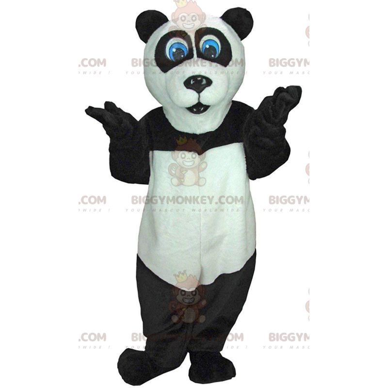 BIGGYMONKEY™ Mascot Costume Black and White Panda with Blue