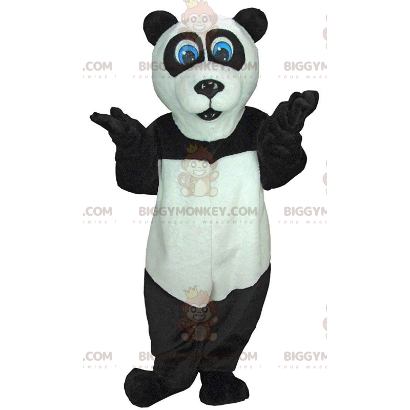 Μασκότ BIGGYMONKEY™ Μασκότ ασπρόμαυρο Panda με μπλε μάτια -