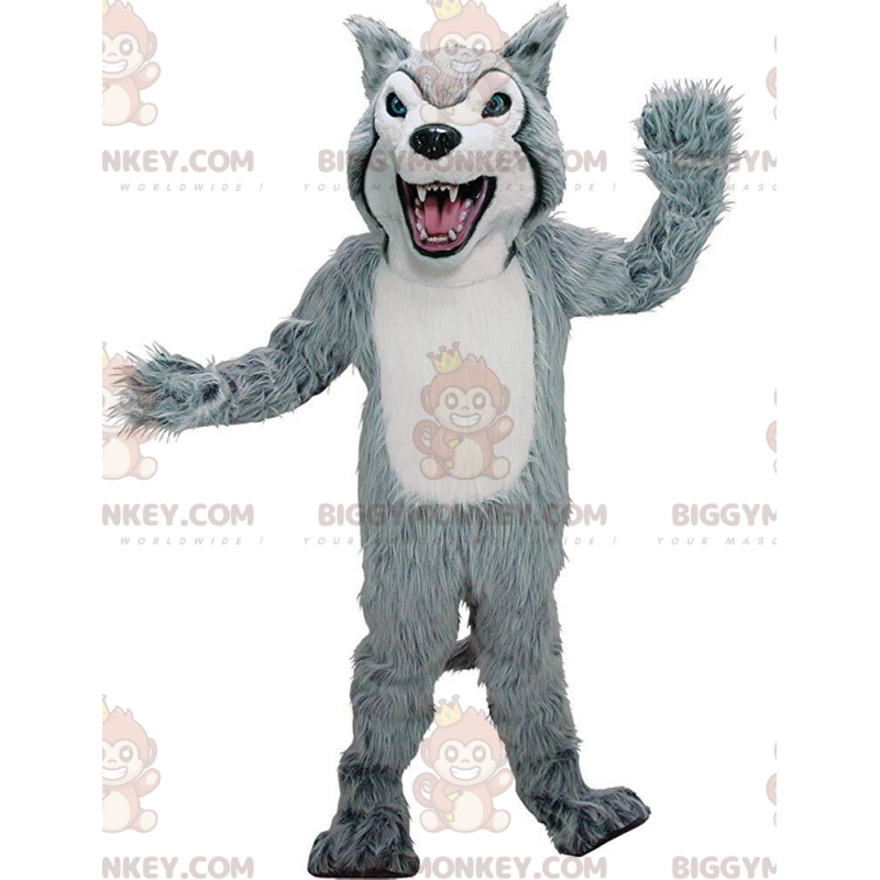 Disfraz de mascota BIGGYMONKEY™ de husky gris y blanco, disfraz