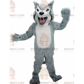 BIGGYMONKEY™ costume da mascotte di husky grigio e bianco