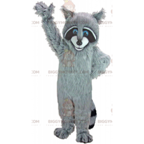 BIGGYMONKEY™ mascot costume tricolor raccoon, with cute blue