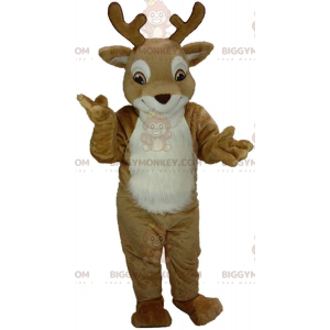 BIGGYMONKEY™ costume mascotte cervo marrone e bianco, renna