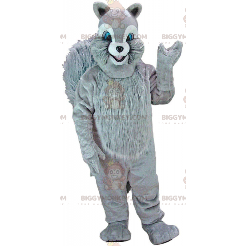 BIGGYMONKEY™ mascot costume gray squirrel with blue eyes