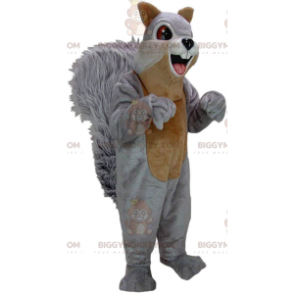 BIGGYMONKEY™ maskottiasu harmaa ja ruskea orava, metsäpuku -