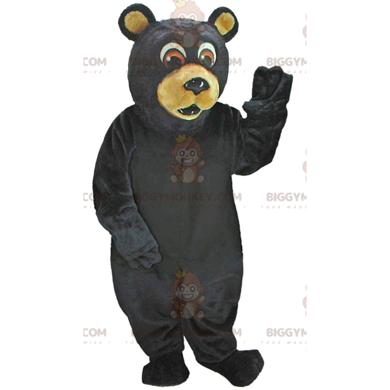 Hämmästyneen näköinen musta karhu BIGGYMONKEY™ maskottiasu