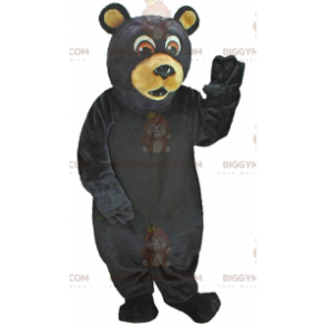 Amazed looking black bear BIGGYMONKEY™ mascot costume, teddy